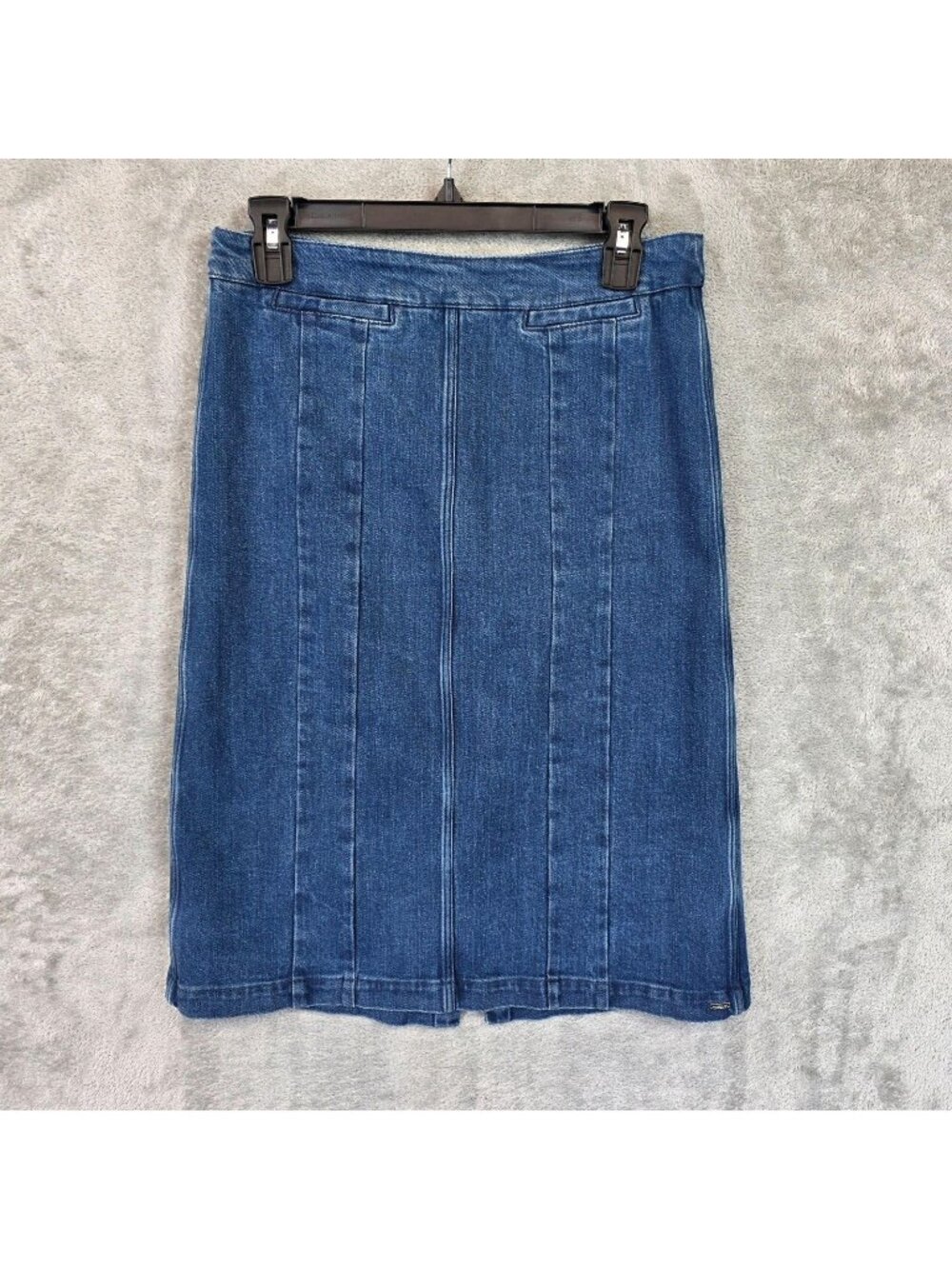 Scotch & Soda Skirt Womens M Blue Denim Pencil Knee Length Zip Slit Stretch
